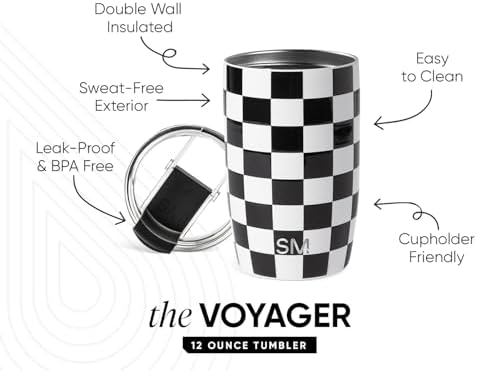 Simple Modern Travel Coffee Mug with Lid | 12oz | Checkered