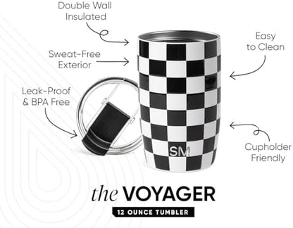 Simple Modern Travel Coffee Mug with Lid | 12oz | Checkered