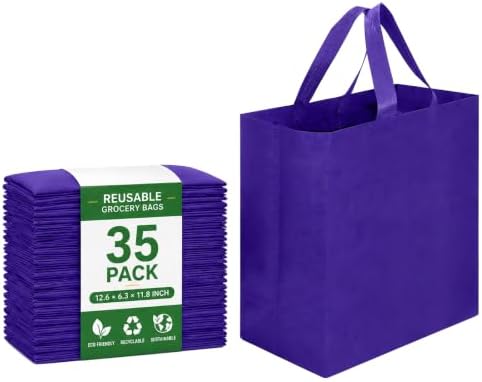 Reusable Grocery Bags 12.6 * 6.3 * 11.8 in - Non Woven Totes Bag with Reinforced Handles, Shopping Bags Bulk