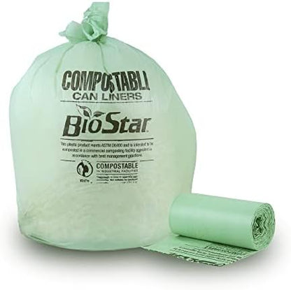 Plasticplace 20-30 Gallon Compostable Trash Bags │ 0.85 Mil │ Green Tint Garbage Can Liners │ 30” x 36” (70 Count)