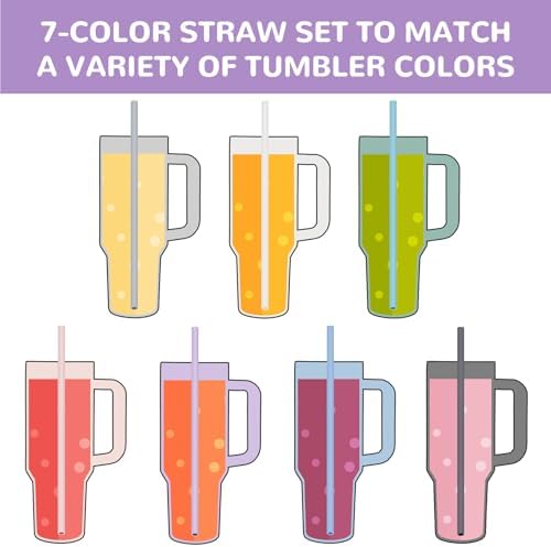 Tomorotec 15PCS Silicone Drinking Straws Fit for Stanley 40oz 30oz Tumbler