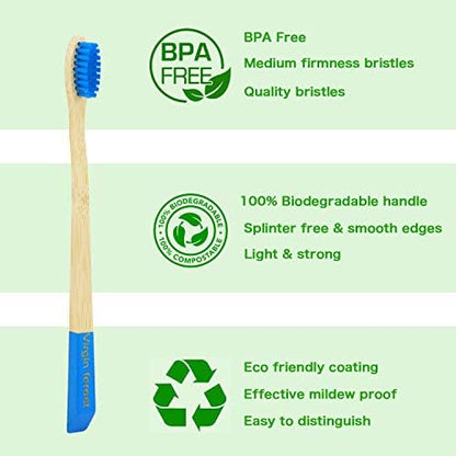 Virgin Forest Bamboo Toothbrushes 6pk, Charcoal Bristles BPA Free