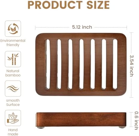 Curved Slotted Wood Soap Dish, 1 Pack, Dark Brown