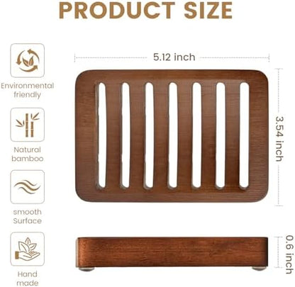 Curved Slotted Wood Soap Dish, 1 Pack, Dark Brown