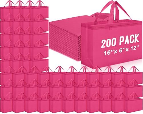 Windyun Reusable Grocery Bags Large Non Woven Shopping Bags with Handles Foldable Portable Tote, 16x6x12 Inch