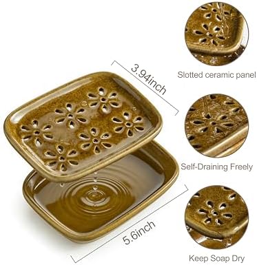 Miamolo 2 Layer Soap Dishes for Shower with Drainage, Keep Soap Bars Dry