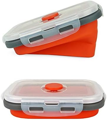 CCyanzi ECOmorning 3 Piece Silicone Food Storage Containers Collapsible Silicone Bowl with Airtight Silicone Lids, Collapsible Lunch Box - Microwave, & Freezer Safe, 350ML