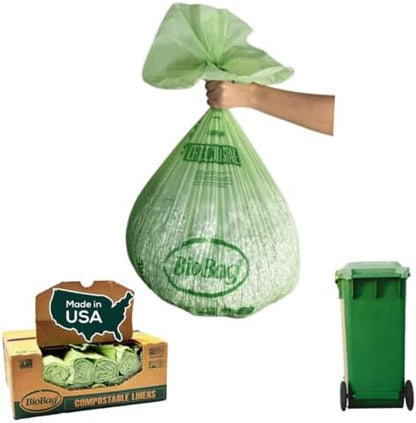 BioBag (USA) The Original Compostable Bag, 48 Gallon, 80 Count, 100% Certified Compostable Trash Bag Liners for Food Waste, Extra Strong and Durable, Trash Bag