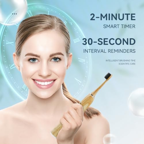 Bamboo Electric Toothbrush for Adults, Soft Bristle