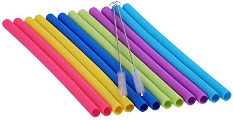 tifanso 14PCS 10" Extra Wide Reusable Silicone Straws for 20/30oz Tumblers
