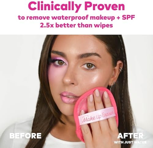 The Original MakeUp Eraser 7-Day Set, Erase All Makeup with Just Water, Including Waterproof Mascara, Eyeliner, Foundation, Lipstick, Sunscreen, and More! Original Pink, 7ct.