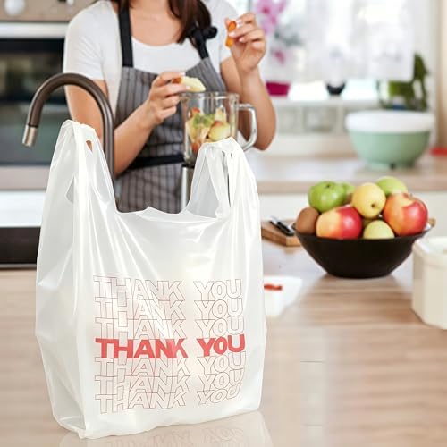 TashiBox 300Ct Plastic Bags，thank you bags,Shopping bags