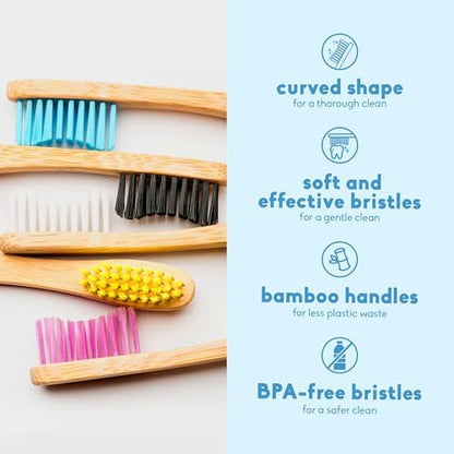 The Humble Co. Bamboo Toothbrushes, BPA Free, Soft Bristles (5 Pack)