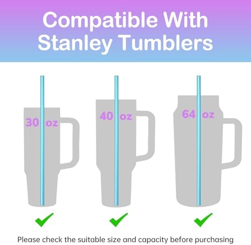 NiHome 12-Pack Plastic Reusable Straws Fit for Stanley 40 30 64 oz Tumbler