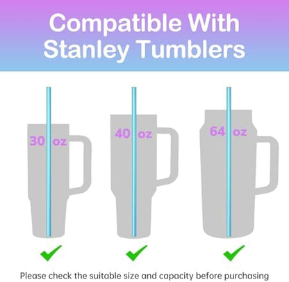 NiHome 12-Pack Plastic Reusable Straws Fit for Stanley 40 30 64 oz Tumbler
