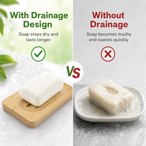 Bamboo Soap Dish, Soap Holder Soap Case Sponge Tray Sponge Drain Rack for Kitchen & Bathroom