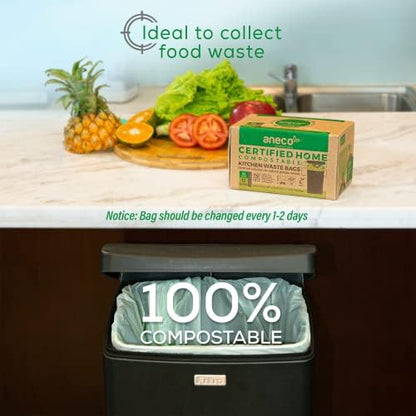 ANECO 100% Compostable Trash Bags 13 Gallon, 35 Count