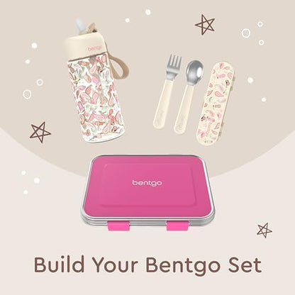 Bentgo Kids Stainless Steel Utensil Set - Reusable Fork, Spoon & Storage Case, PFAS- & BPA-Free, Easy-Grip Handles, Lightweight, Dishwasher Safe, School Lunch, Travel & Outdoors (NEW Cowgirl Dreams)