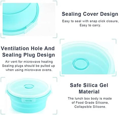 Collapsible Bowls with Lids for Camping, Rv Accessories for inside Kitchen Storage Containers, Camper Must Haves Organization and Storage Food Container for Travel Trailer Space Saving Blue