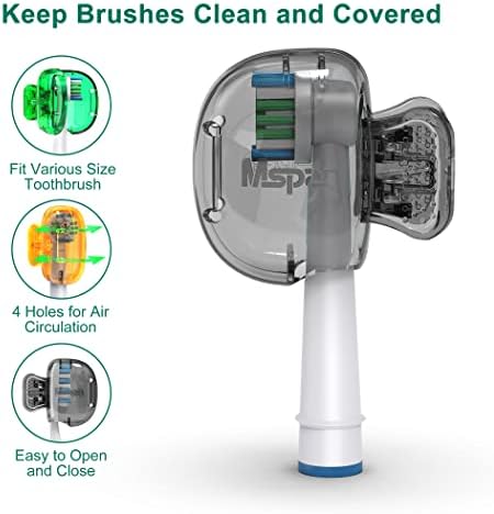 Mspan Electric Toothbrush Cover Cap: Brush Head Protector Cute Plastic Clip Pod - Toothbrush Travel Case for Traveling & Home - 4 Packs