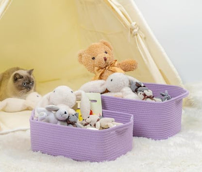 CubesLand Cute and Durable Small Cotton Rope Basket for Organizing