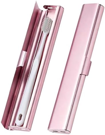 Portable Toothbrush Travel Case: Breathable & Dirt-Proof Hotel Camping Outdoor - Aluminum for Storage Recyclable Traveler (1, Rose Gold)