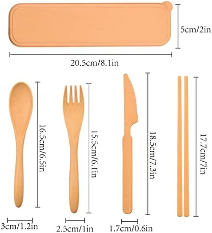 Zoyiancy 4 Sets Cutlery Set, Reusable Spoon Knife Fork Chopsticks Lunch Box