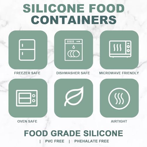 Vesici 9 Pcs Silicone Food Storage Containers Collapsible Reusable Small Containers with Lids Bpa Free for Christmas Party Snack Camping Lunch Bento Box (6.7oz, 10oz, 20oz) Green Blue Yellow