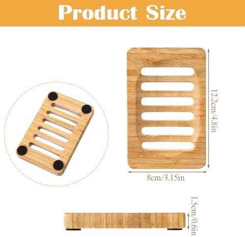 2 Pack Wood Soap Dish for Shower, Natural Wooden Bar Soap Holder