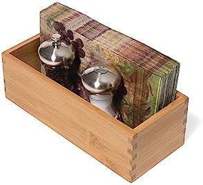 Lipper International Bamboo Wood Utensil Holder Storage Box for Cooking Tools, Makeup, or Office Supplies, 4" x 9 1/4" x 3" | (Pack of 6)