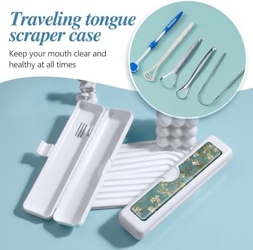 Toothbrush Travel Case - Colorful Pattern, Holder and Covers for Toothbrushes, Includes Tongue Scraper Case