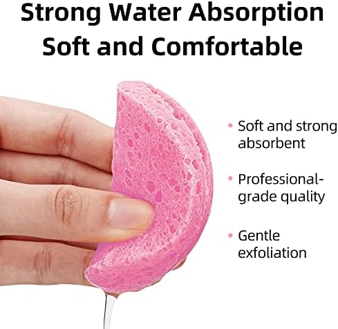 60-Count Compressed Facial Sponges|100% Natural Kickleen Cellulose Cosmetic Spa Sponges for Daily Facial Cleansing|Makeup and Mask Removal | Exfoliating | Skin Massage | Pore Exfoliation(Pink)