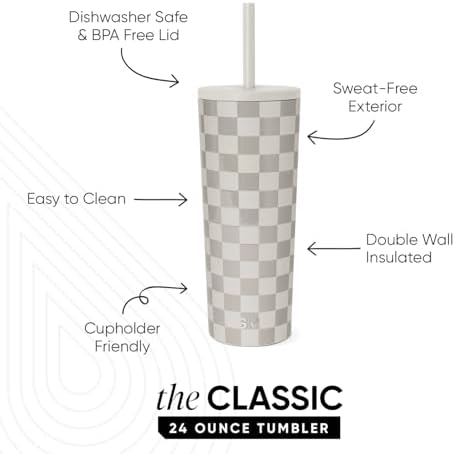 Simple Modern Iced Coffee Tumbler, Insulated | 24oz | Checkered