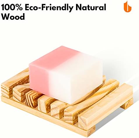 Natural Wooden Soap Dish for Shower Self Draining Bar Soap Holder 1Pack