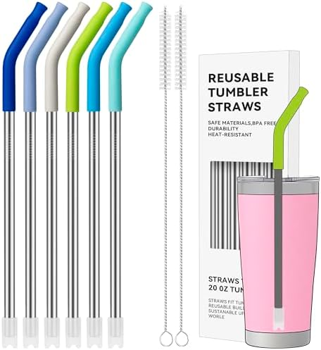 20 oz Straight Metal Straws with Silicone Tip for 20 oz Tumbler