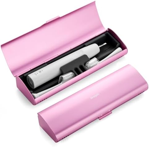 Aluminum Electric Toothbrush Travel Case, 2 in 1 Travel Toothbrush Holder for Oral B/Oral-B Pro 1000 1500 5000 and Most Electric Toothbrush for Traveling, Removable Silicone Liner-Pink