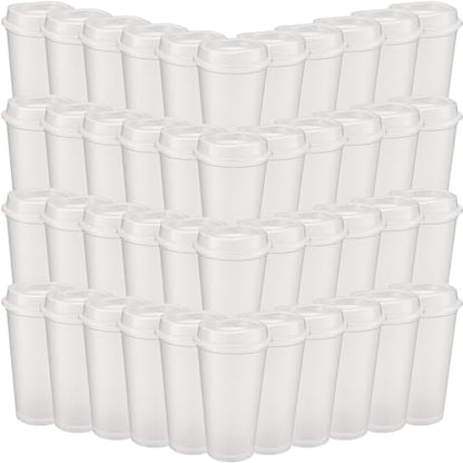 Honeydak 45 Pack 16 oz Reusable Coffee Cups with Lids Water Bottle Iced Coffee Travel Mug Reusable Portable Plastic Tea Tumblers Bulk for Hot and Cold Drinks Birthdays Party(Stylish,Clear)