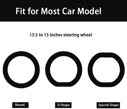 Universal Black Car Steering Wheel Cover: RPKEY 13.5 to 15 inches Silicone Steering Cover Compatible with Most Car Models Including Round D Shape