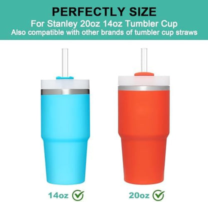 6 PCS Replacement Straws for Stanley|Owala|Simple Modern 40oz 30oz Tumbler, Reusable Clear Drinking Straws with Cleaning Brush for Stanley Cup Accessorie，BPA Free, Dishwasher Safe