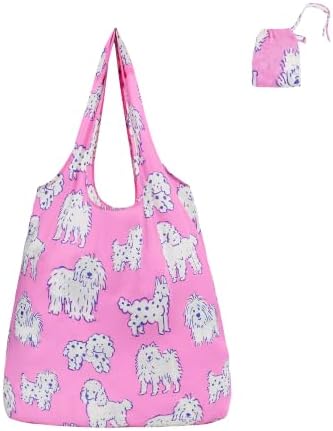 Stelle Lightweight Reusable Grocery Bag with Handles Ripstop Nylon Foldable Tote Shopping Bags for Travel and Groceries
