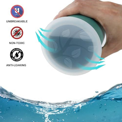 Wrova Wheat Straw Cups with Silicone Covers 16oz Set of 6 - Alternative Plastic Cups Microwave & Dishwasher Safe - Plastic Drinking Cups Unbreakable for Kids
