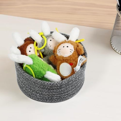 Small Woven Cotton Rope Baskets, Set of 3, Grey