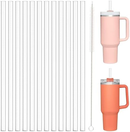 12 PCS Replacement Straws for Stanley|Owala|Simple Modern 40oz 30oz Tumbler, Reusable Clear Drinking Straws with Cleaning Brush for Stanley Cup Accessorie，BPA Free, Dishwasher Safe