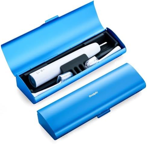 Aluminum Electric Toothbrush Travel Case, 2 in 1 Travel Toothbrush Holder for Oral B/Oral-B Pro 1000 1500 5000 and Most Electric Toothbrush for Traveling, Removable Silicone Liner-Blue
