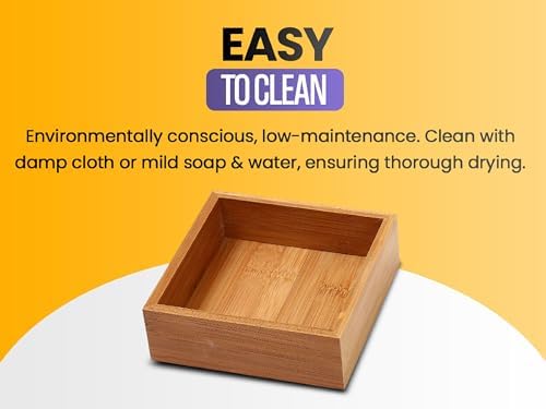 YBM Home Bamboo Drawer Organizer Storage Box for Kitchen Drawer, Junk Drawer, Office, Bedroom, Children Room, Craft, Sewing, and Bathroom 3x3x2 inch