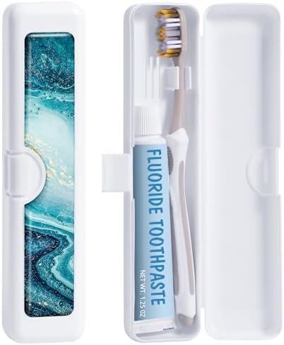 Toothbrush Travel Case - Colorful Pattern, Holder and Covers for Toothbrushes, Includes Tongue Scraper Case