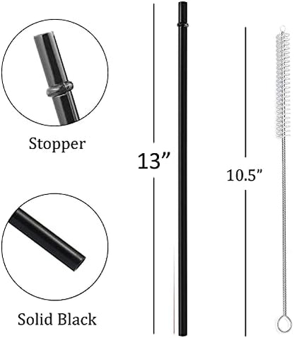 ALINK 13 inch Extra Long Reusable Straws, 12 Pack Black Hard Plastic Tumbler Straws for Stanley Owala 40 oz, 1 Gallon, 64 oz 32 oz Tall Bottles, Starbucks Cups with Brush