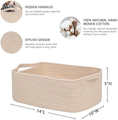 CubesLand Cute and Durable Small Cotton Rope Basket for Organizing