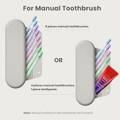 Silicone Electric Toothbrush Travel Case, Manual Toothbrush Travel Cover for Men and Women,Toothbrush Holder for Travel,Gym and More, Fits Most Manual and Electric Toothbrushes - Stone