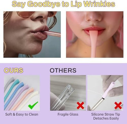NiHome 6PCS Silicone Anti-Wrinkle Straws Fit for Stanley 40oz 30oz Tumblers